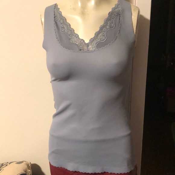NWOT Lace Body-con Short blueish gray Tank Top - Picture 2 of 8